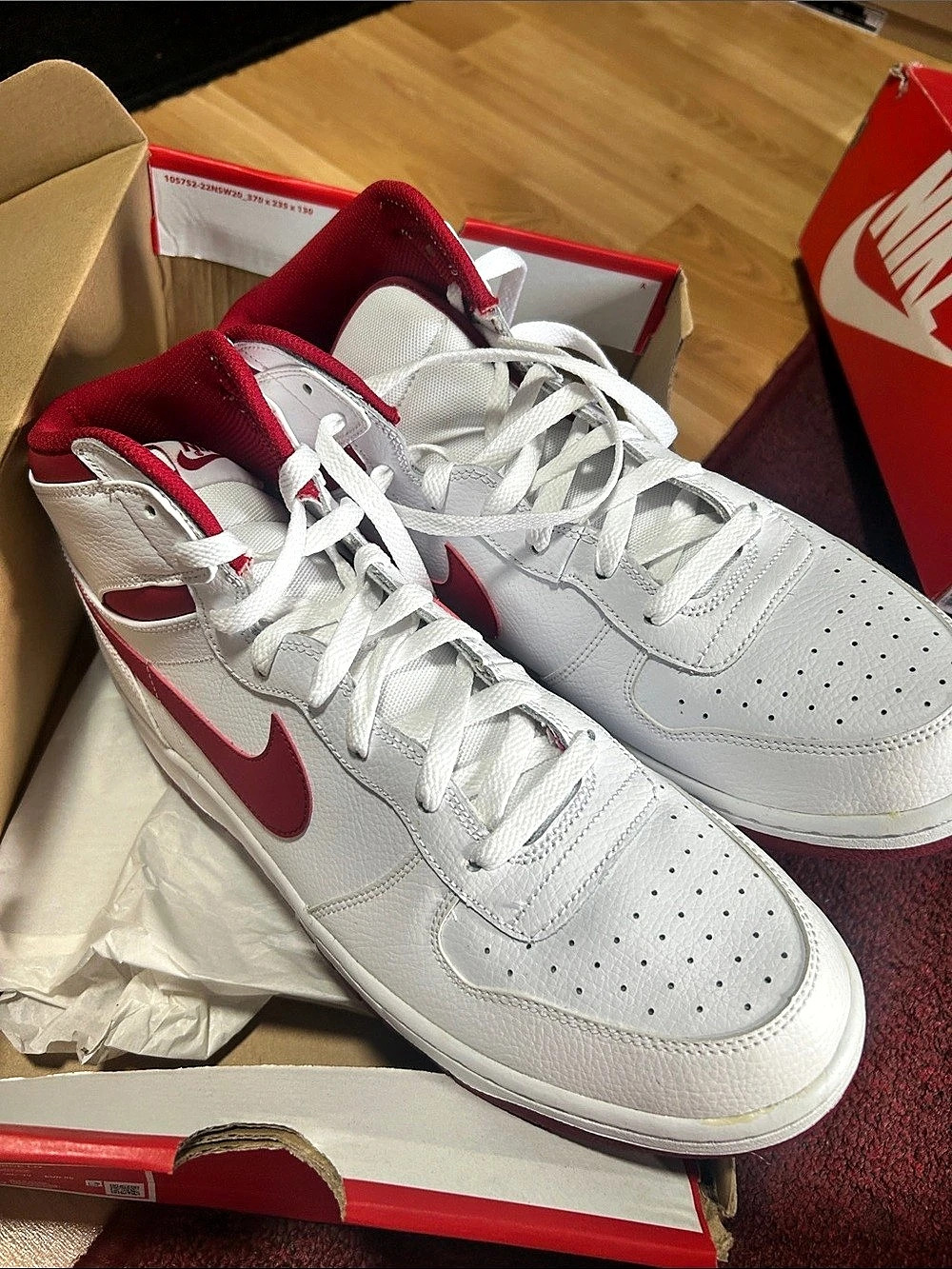Nike Big Nike High Sneakers White & Red US 12